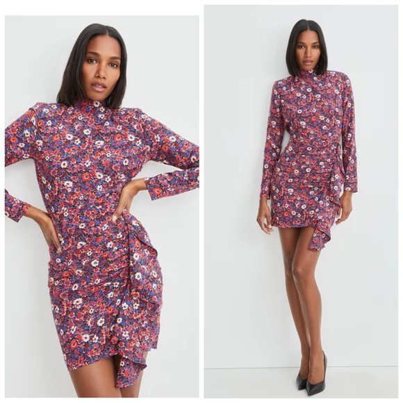 Veronica Beard Women's LOUELLA FLORAL Silk RESS Berry Multi Sz 0 NWT 648 - Picture 1 of 6